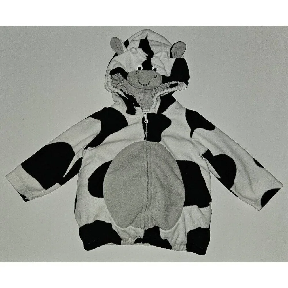 Carter's Black White Cow Halloween Costume Baby 12 Months Hooded JACKET ONLY